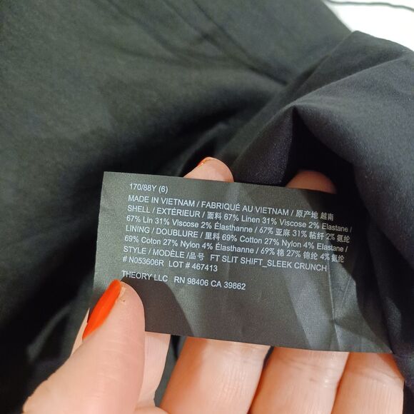 NWT Theory FT Slit Shift Sleek Crunch Sleeveless Linen Dress Black Career Size 6 - Picture 7 of 7